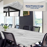 Sturdy Conference Table with Cable Management Grommets Modern Rectangle Office Meeting Table with Wood Tabletop