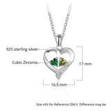Oseew Personalized 2 Heart Birthstone Necklace for Women 10K 14K 18K Solid Gold Engraved Name Birthday Christmas Mother's Day Jewelry Gifts for Her