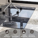 GLSLAND 46" × 55" [Tempered Glass] Chair Mat – Durable Office Chair Mat on Carpet with 0.2" Thickness, 4 Non‑Slip Pads, Blue & Grey