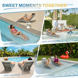 Compsia Pool Lounge Chairs Outdoor Set of 2，Aquawave Lounge Chair, HDPS Long Pool Chairs for in Pools, Weighted All Weather Tanning Chair with Headrest for Outside Beach Patio Sun Bathing Hotel, Gray