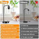 Table Lamp with USB A+C Ports and Outlet, Fully Stepless Dimmable Modern Nightstand Lamp