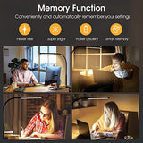 Voncerus LED Desk Lamp with Clamp, Eye-Caring Clip on Lights for Home Office, 3 Modes 10 Brightness, Long Flexible Goose-Neck, White