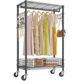 VIPEK R1 Rolling Clothes Rack with Pegboard Organizer Portable Closet for Hanging Clothes with Lockable Wheels & Removable Basket, Black