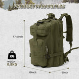 AUMENTAR Small Military Tactical Backpack, 30L Tactical Assault Bag for Men, Army Assault Rucksack GYM Hiking Backpack Bug Out Bag Amy Green