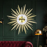 Anmotpe 23 inch Gold Starburst Wall Clock, Silent Non-Ticking Large Modern Starburst Decorative Clock for Home Decor, Living Room, Bedroom, Office