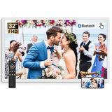 BSIMB 32 Inch Large Digital Picture Frame, Touchscreen 64GB 1920x1080 FHD WiFi Photo Frame Electronic Display Remote Control, Share Pictures/Videos via Free App/USB/SD Easy Setup Gifts for Mom, White