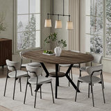 42"-58" Extendable Round Dining Table for 4-6, Kitchen Oval Table with Hidden Leaves & Storage Shelf