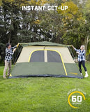 FanttikOutdoor Zeta C8 Pro Camping Tent 8 Person Instant Cabin Tent Setup in 60 Seconds with Rainfly & Windproof Portable with Carry Bag for Family Camping & Hiking, Upgraded Ventilation, Green