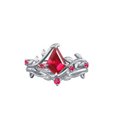 Oseew Kite Cut Engagements ring set Ruby rings for women(Ruby)
