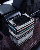 SIBOFUEGO Car Garbage Can Cute - Leak-Proof Car Trash Can with Lid and Storage Pockets, Car Trash Bin for Men and Women (Beige Aztec Motif)