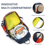 MIVENTO Hiking Backpack Waterproof Nylon Material, Breathable Back Pad Design, Separate Laptop Compartment for Outdoor Camping Travel (Deep Blue)