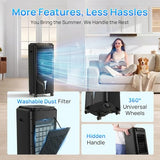 Swamp Cooler, 1800 CFM Windowless Portable Air Conditioners with 4.2 Gal Water Tank, 120° Swing,12H Timer,3 Modes & 3 Speeds,4 Ice Packs, Evaporative Air Cooler for Room,Bedroom,Office,Black