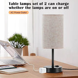 ZJOJO Table Lamp for Bedroom Set of 2, Bedside Small Lamps with 3 Way Dimmable Rocker Switch and AC Outlet