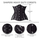 SHAPERX Women 26 Steel Boned Mesh Corsets Longline Heavy Duty Waist Trainer Long Torso Cincher,SZ1794-Black-3XL
