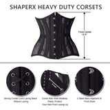 SHAPERX Women 26 Steel Boned Mesh Corsets Longline Heavy Duty Waist Trainer Long Torso Cincher,SZ1794-Black-M