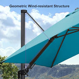 PURPLE LEAF 8.8' X 8.8' Right-left Tilt Patio Umbrella with Base Outdoor Cantilever Swivel Square Umbrella with Tilt Aluminum Offset Umbrella, Turquoise Blue