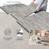 Extendable Dining Table Set for 6-8 People, 51"-67" Modern Rectangular Dining Table with 6 Chairs, Grey Tabletop with Sturdy Metal Frame, Space-Saving Expandable Kitchen Table Set for Dining Room