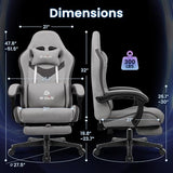 N-GEN GAMING Video Gaming Chair with Footrest Lumbar Support for Home Office High Back Recliner (Grey)