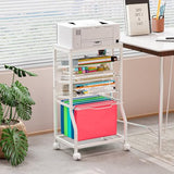 5-Tier Rolling File Cart, Under Desk Storage Organizer with Lockable Wheels & Mesh Sliding Trays