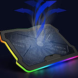 Laptop Cooling pad, Single Large Fan, Heavy Duty Laptop Cooler up to 17.3 inches, Colorful LED Lights, 2 USB Ports
