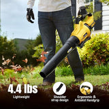 Leaf Blower Cordless, 650CFM & 3 Speed Levels, Electric Cordless Leaf Blower with 2 * 5.0Ah Battery Powered, Yellow Blowers