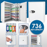 Barska 736-Key Digital Wall-Mount Key Cabinet Safe – Steel Key Lock Box with PIN Code Access
