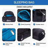 QEZER Down Mummy Sleeping Bag for Adults, 3 Season Lightweight Compact for Camping Backpacking Hiking, 45°F to 18°F Sleeping Bag with 600 Fill Power Down