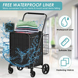 330LBS Capacity Shopping Cart for Groceries,Upgraded Jumbo Grocery Cart with Waterproof Liner