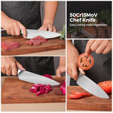 ZHANG XIAO QUAN SINCE 1628 Kitchen Knife in High Carbon Steel, Professional Chef Knife with Ergonomic Handle and Ultra Sharp Blade