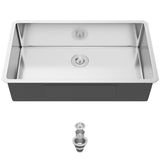 Oumuch Undermount Kitchen Sink - 33 inch Undermount Sink 16 Gauge Stainless Steel Sinks with Round Corner Handmade Single Bowl Under Counter Basin for Kitchens, 33"x19"x9"