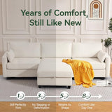 109 Inch Modular Sectional Sofa, L Shaped Couch with Storage Ottoman, Beige