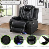 Power Recliner Sofa Sectional Sofa with LED Light for Living Room, Air Leather Reclining Corner Sectional Sofa Set