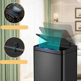 FWTCVB High Capacity Smart Trash Can Stainless Steel Automatic Sensor Garbage Bin for Office Bathroom