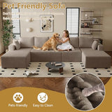160" Cloud Sectional Boneless Couch U Shaped with Double Chaise, Comfy Corduroy Modular Sectional Couches for Living Room