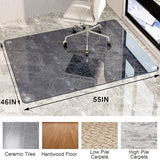GLSLAND 46" × 55" [Tempered Glass] Chair Mat – Durable Office Chair Mat on Carpet with 0.2" Thickness, 4 Non‑Slip Pads, Blue & Grey