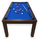 SIMBASHOPPING 7 Foot Pool Dining Table Combo Blue Felt Modern Billiard Table with Dining Top Included – Blue Sky