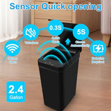 QSFWCSM 2 Pack Bathroom Trash can, Smart Touchless Trash Can, Automatic Motion Sensor Trash Bin (Black+Black)