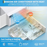 Garvee 8000 BTU Window Air Conditioner with Heat, Window Mounted AC Unit and Heater Combo with Dehumidifier & Fan for Apartment, Living Room, Bedroom, Rooms Up to 350 Sq. ft, APP & Remote Control
