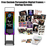 Magic Mirror Photo Booth with Printer,45-22" Touch Screen Mirror Photo Booth Machine with Flight Case