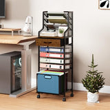 10-Tier Rolling File Cart - Mesh Paper Organizer with Drawer & Hanging File