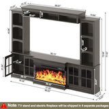 98" Farmhouse TV Stand with 36" Electric Fireplace, Large Entertainment Center