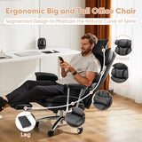 Sweetcrispy Executive Home Office Desk Chair - Ergonomic Big Tall High Back with Footrest & Lumbar Support, Black