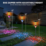 Solar Bug Zapper Outdoor, 4200V 3-in-1 Mosquito Zapper with Flame Light & RGB Projector, Solar Powered & USB Rechargeable, Smart Auto Mode, IP65 Waterproof Mosquito Killer for Yard Garden 2000 Sq Ft