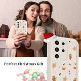 Aoldimu 2 Pack Christmas Phone Case for Samsung Galaxy S24 Ultra 5G 6.8 inch,CuteChristmas Start Cookies Pattern Phone Cover for Girls,Aesthetic Xmas Design Protective Funda for S24 Ultra,White