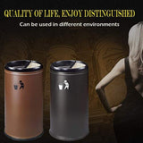 Outdoor Trash Cans Bins Retro Metal Trash Can Round Bucket Shape
