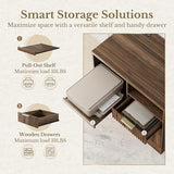 3 Drawer File Cabinet, Fluted Wood Lateral Filing Cabinet with Charging Station for Home Office