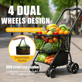 Detachable Baskets & 360°Swivel Wheels, Ultra-Light Frame, Lightweight Hand Cart 40 Gallon Large Capacity for Groceries