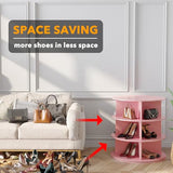 SpaceAid 3 Tier Rotating Shoe Rack Tower, Spinning Shoe Display Lazy Susan, Revolving 360 Shoe Rack Storage Round Carousel, Vertical Handbag Rotate Shoes Closet Organization (3-Tier Pink)