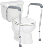 Foldable Toilet Safety Rail with Adjustable Height – Universal Fit for Standard or Elevated Seats – Aluminum Frame, Width Adjustable Armrests, Easy Install Over Toilet – Retail Box