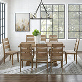 Crosley Furniture Joanna 9-Piece Modern Farmhouse Dining Table Set for 8 with Ladderback Chairs, Rustic Brown